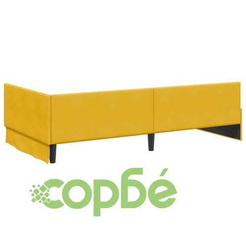 Ъглова рамка за легло с матрак от кадифе, 100 x 200 см, жълто ➤ топ цена ➤ sorbe.bg