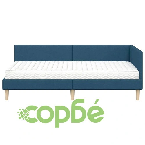Ъглова рамка за легло с матрак, текстил, синьо, 90 x 200 см ➤ топ цена ➤ sorbe.bg