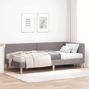 Ъглово легло с матрак 100x200 см, текстил, таупе