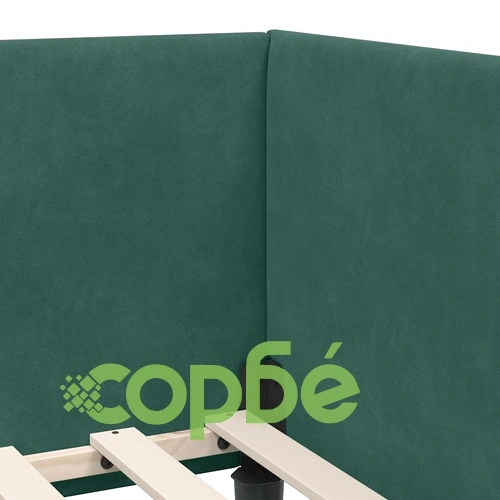 Ъглова рамка за легло с матрак, Кадифе, 90 x 200 см, Зелен ➤ топ цена ➤ sorbe.bg