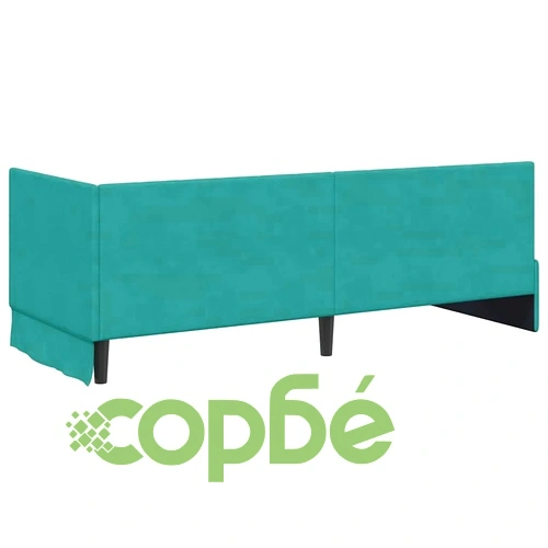 Ъглова рамка за легло с матрак от кадифе тюркоаз 80x200 см ➤ топ цена ➤ sorbe.bg