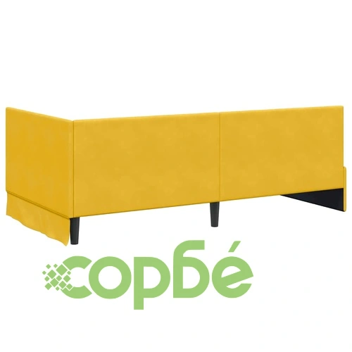 Ъглова рамка за легло с матрак от кадифе жълта 90x200 см ➤ топ цена ➤ sorbe.bg