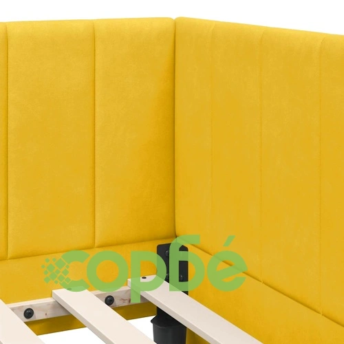 Ъглова рамка за легло с матрак от кадифе жълта 100x200 см ➤ топ цена ➤ sorbe.bg