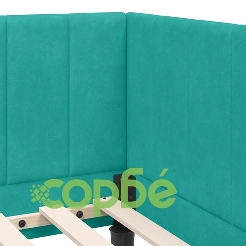 Ъглова рамка за легло с матрак 80x200 см кадифе тюркоаз ➤ топ цена ➤ sorbe.bg