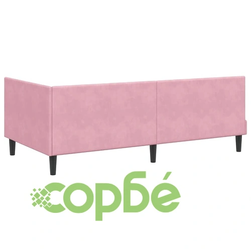 Ъглова рамка за легло с матрак от кадифе розово 90x190 см ➤ топ цена ➤ sorbe.bg