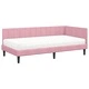 Ъглова рамка за легло с матрак от кадифе розово 90x190 см