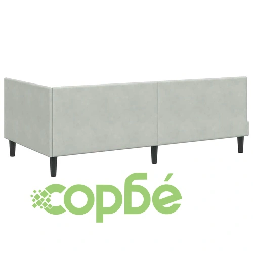 Ъглова рамка за легло с матрак светлосиво кадифе 100x200 см ➤ топ цена ➤ sorbe.bg