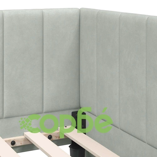 Ъглова рамка за легло с матрак светлосиво кадифе 100x200 см ➤ топ цена ➤ sorbe.bg