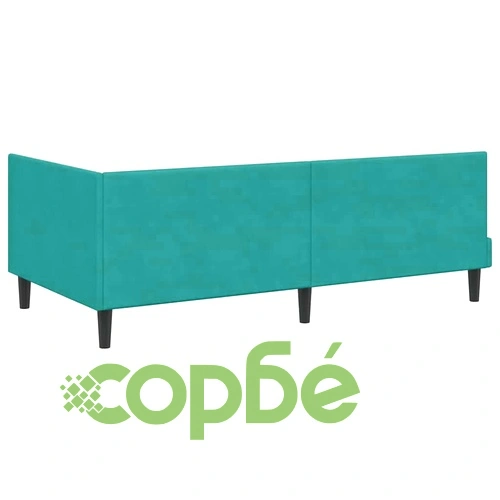 Ъглова рамка за легло с матрак Тюркоаз, Кадифе, 90 x 190 см ➤ топ цена ➤ sorbe.bg
