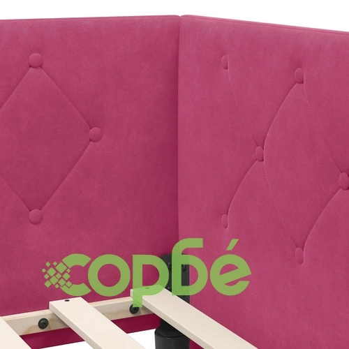 Ъглова рамка за легло с матрак Виненочервено 90 x 200 см Кадифе ➤ топ цена ➤ sorbe.bg