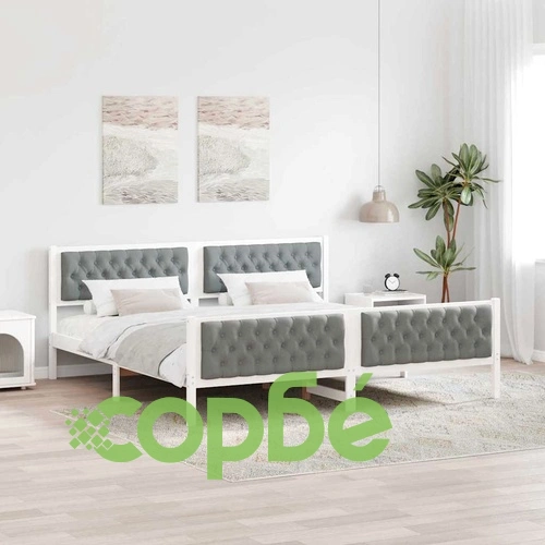 Рамка за легло светлосиво 200x200 см от масивно борово дърво ➤ топ цена ➤ sorbe.bg
