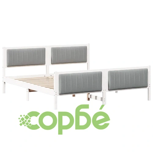 Рамка за легло от масивно борово дърво бяла и светлосива 180x200 см ➤ топ цена ➤ sorbe.bg