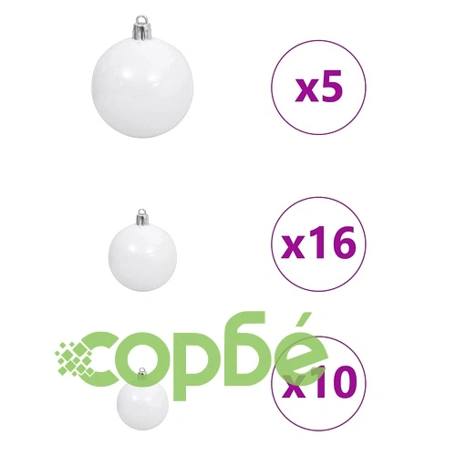 Изкуствена коледна елха с LED светлини и топки PVC 140x140x210 см зелена ➤ топ цена ➤ sorbe.bg