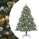 Изкуствена коледна елха с LED светлини и топки PVC 140x140x210 см зелена