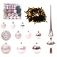 Изкуствена коледна елха с LED осветление и украса 140x140x210 см зелена