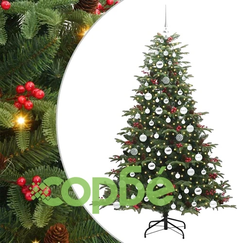Изкуствена коледна елха със LED светлини, Зелена, 180 см, ПВЦ и метал ➤ топ цена ➤ sorbe.bg