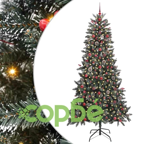 Изкуствена коледна елха с LED осветление, зелена, PVC, 240 см височина ➤ топ цена ➤ sorbe.bg