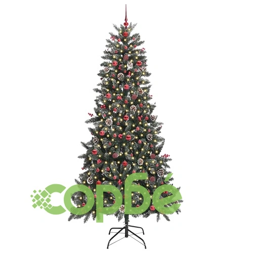 Изкуствена коледна елха с LED осветление, зелена, PVC, 240 см височина ➤ топ цена ➤ sorbe.bg