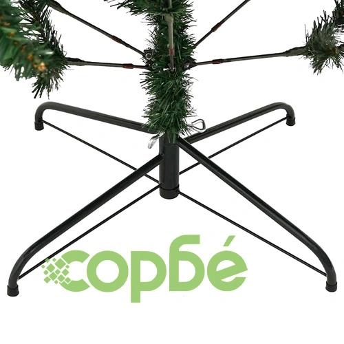 Изкуствена коледна елха с хингед конструкция 300 LED лампи зелена 210 см PVC PE ➤ топ цена ➤ sorbe.bg