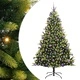 Изкуствена коледна елха с хингед конструкция 300 LED лампи зелена 210 см PVC PE