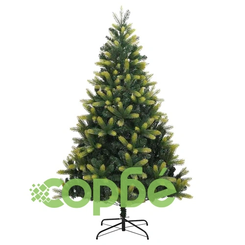 Изкуствена коледна елха с хингед конструкция 300 LED лампи зелена 210 см PVC PE ➤ топ цена ➤ sorbe.bg