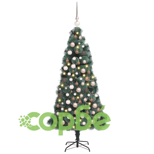 Изкуствена коледна елха с LED осветление и топки, 180 см, зелена ➤ топ цена ➤ sorbe.bg