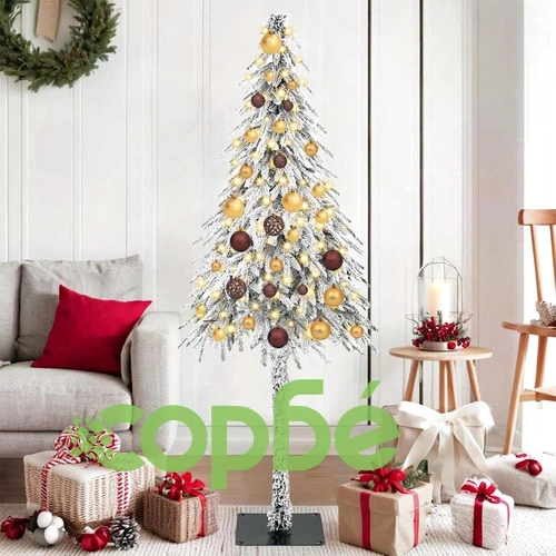 Коледно дърво с 150 LED светлини 150 см ПЕ и стомана - бяло ➤ топ цена ➤ sorbe.bg