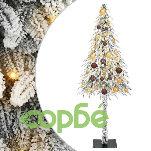 Коледно дърво с 150 LED светлини 150 см ПЕ и стомана - бяло ➤ топ цена ➤ sorbe.bg