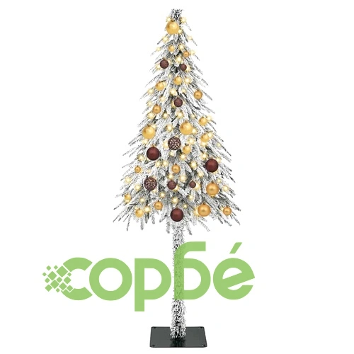 Коледно дърво с 150 LED светлини 150 см ПЕ и стомана - бяло ➤ топ цена ➤ sorbe.bg