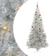 Коледно дърво PET със стойка и 300 LED светлини сребрист 210 cm
