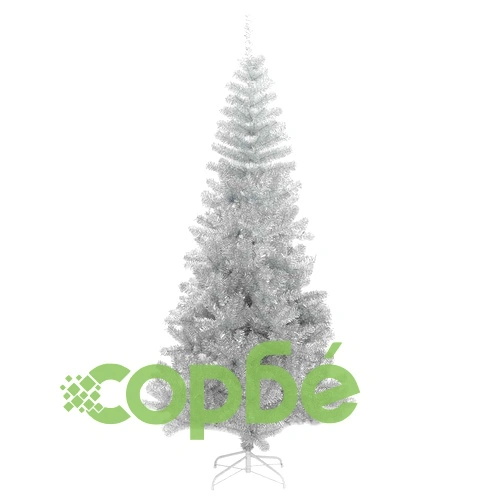 Коледно дърво PET със стойка и 300 LED светлини сребрист 210 cm ➤ топ цена ➤ sorbe.bg