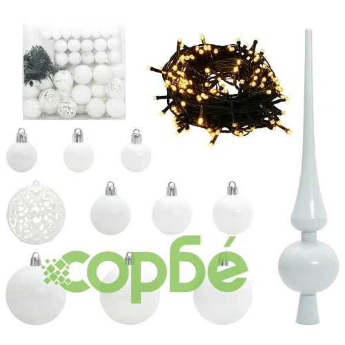 Изкуствена коледна елха с 300 LED светлини и поставка 210 см PE/PVC ➤ топ цена ➤ sorbe.bg