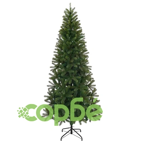 Изкуствена коледна елха с 300 LED светлини и поставка 210 см PE/PVC ➤ топ цена ➤ sorbe.bg