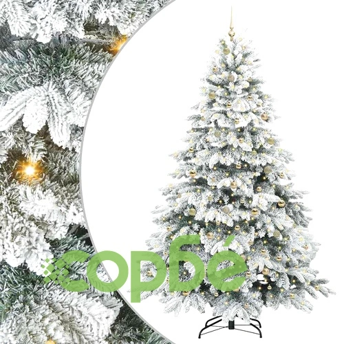 Изкуствено коледно дърво с 300 LED светлини зелено 240 см PE и PVC ➤ топ цена ➤ sorbe.bg