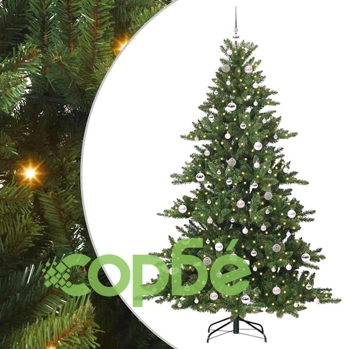 Изкуствена коледна елха с панти и LED осветление 210 см ПВЦ ➤ топ цена ➤ sorbe.bg