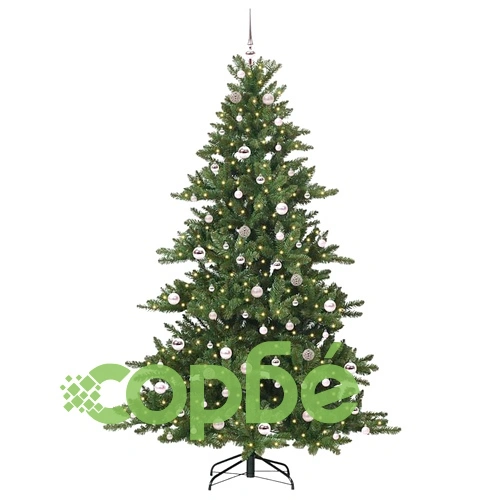 Изкуствена коледна елха с панти и LED осветление 210 см ПВЦ ➤ топ цена ➤ sorbe.bg