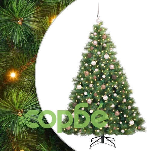 Изкуствено коледно дърво с 300 LED светлини зелено 180 см PE и PVC ➤ топ цена ➤ sorbe.bg