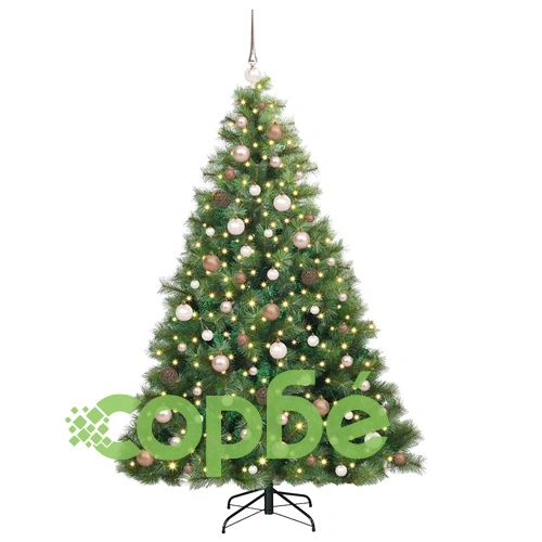 Изкуствено коледно дърво с 300 LED светлини зелено 180 см PE и PVC ➤ топ цена ➤ sorbe.bg