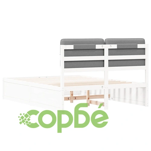 Леглова рамка с тапицирана табла от борово дърво светлосиво 160x200 см ➤ топ цена ➤ sorbe.bg