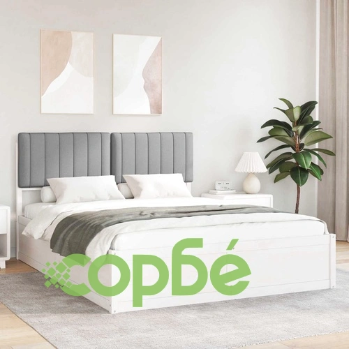 Леглова рамка с тапицирана табла от борово дърво светлосиво 160x200 см ➤ топ цена ➤ sorbe.bg