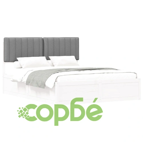 Леглова рамка с тапицирана табла от борово дърво светлосиво 160x200 см ➤ топ цена ➤ sorbe.bg