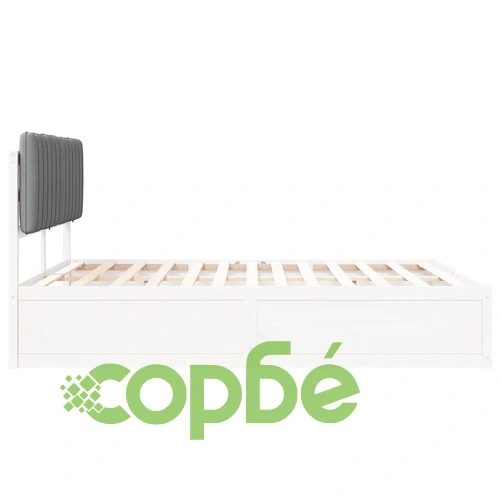 Леглова рамка с тапицирана табла от борово дърво светлосиво 160x200 см ➤ топ цена ➤ sorbe.bg