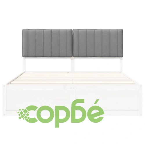 Леглова рамка с тапицирана табла от борово дърво светлосиво 160x200 см ➤ топ цена ➤ sorbe.bg