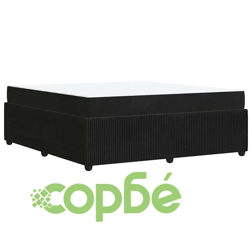 Легло с матрак черно кадифе 180x200 см инженерна дървесина ➤ топ цена ➤ sorbe.bg