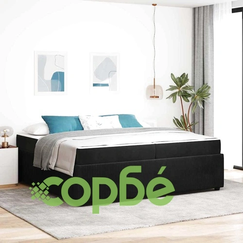 Рамка за легло с матрак от кадифе 200x200 см черна ➤ топ цена ➤ sorbe.bg