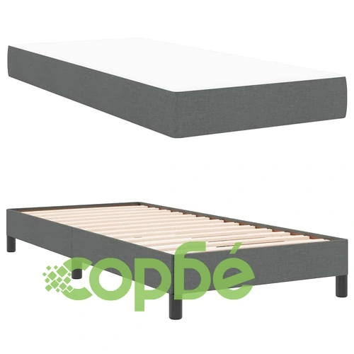 Легло с матрак и пружинирана основа тъмносиво 90x190 см текстил ➤ топ цена ➤ sorbe.bg