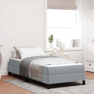 Легло с матрак и пружинна основа светлосиво 100x200 см текстил