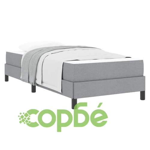 Легло с матрак и пружинна основа светлосиво 100x200 см текстил ➤ топ цена ➤ sorbe.bg