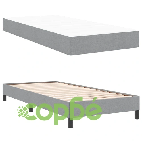 Легло с матрак и пружинна основа светлосиво 100x200 см текстил ➤ топ цена ➤ sorbe.bg