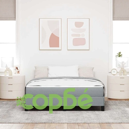 Легло с пружинна основа и матрак светлосиво 140x200 см текстил ➤ топ цена ➤ sorbe.bg